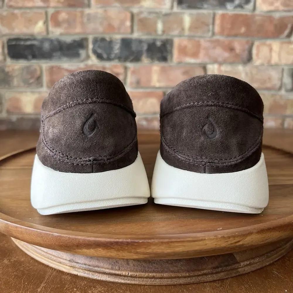 OluKai Ka'a Loafer Slip On Arch Support Suede Dark Wood Brown Moc Men's 9 Shoes